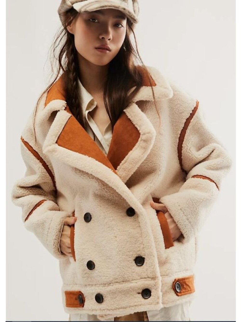 Blank NYC x Free People Pick Me Up Faux Sherpa Coat Jacket Medium New 23,28